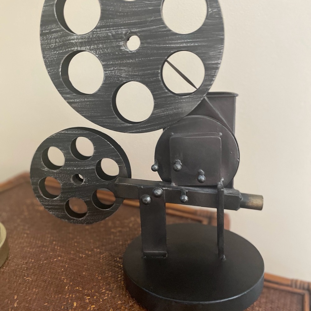 Vintage Movie Film Reel Style Desk Organizer Black Brown Metal - Picture 8 of 10
